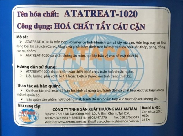 Hoá chất tẩy cáu cặn lò hơi Atatreat 1020